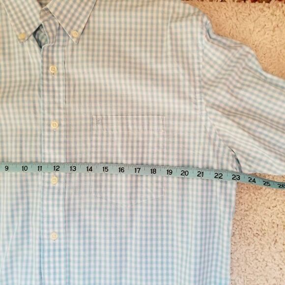 IZOD Blue White Plaid L/S Button Down Large - Picture 4 of 7